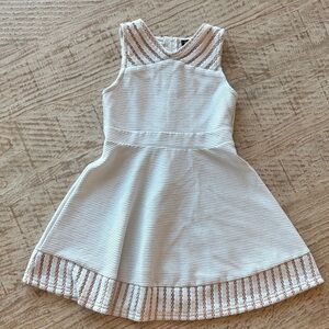 Zunie White and Tan Striped Kids Dress